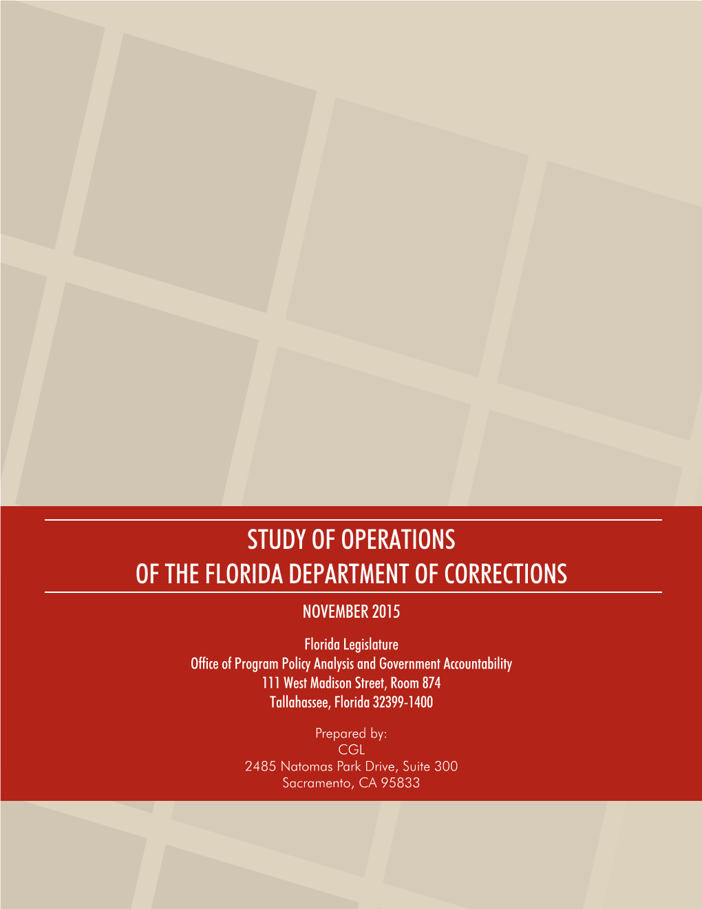 Study of Operations of the Florida Department of Corrections