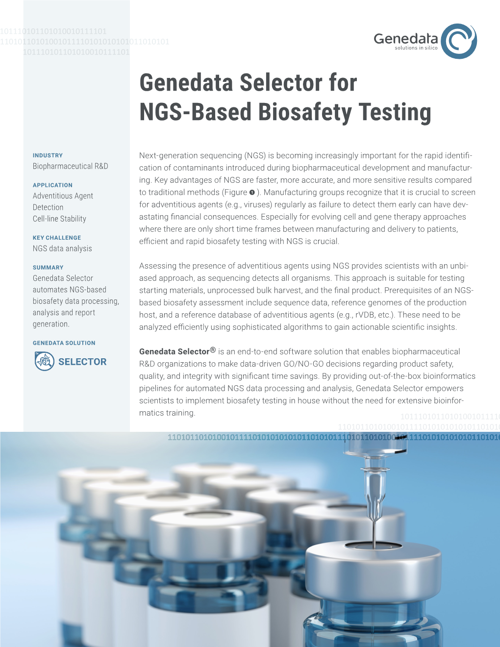 Genedata Selector for NGS-Based Biosafety Testing