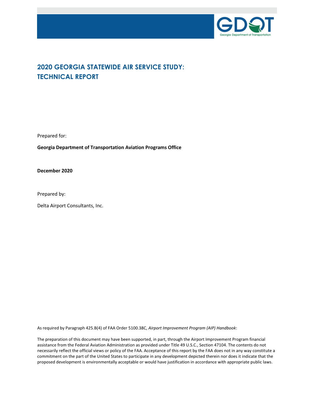 2020 Georgia Statewide Air Service Study: Technical Report