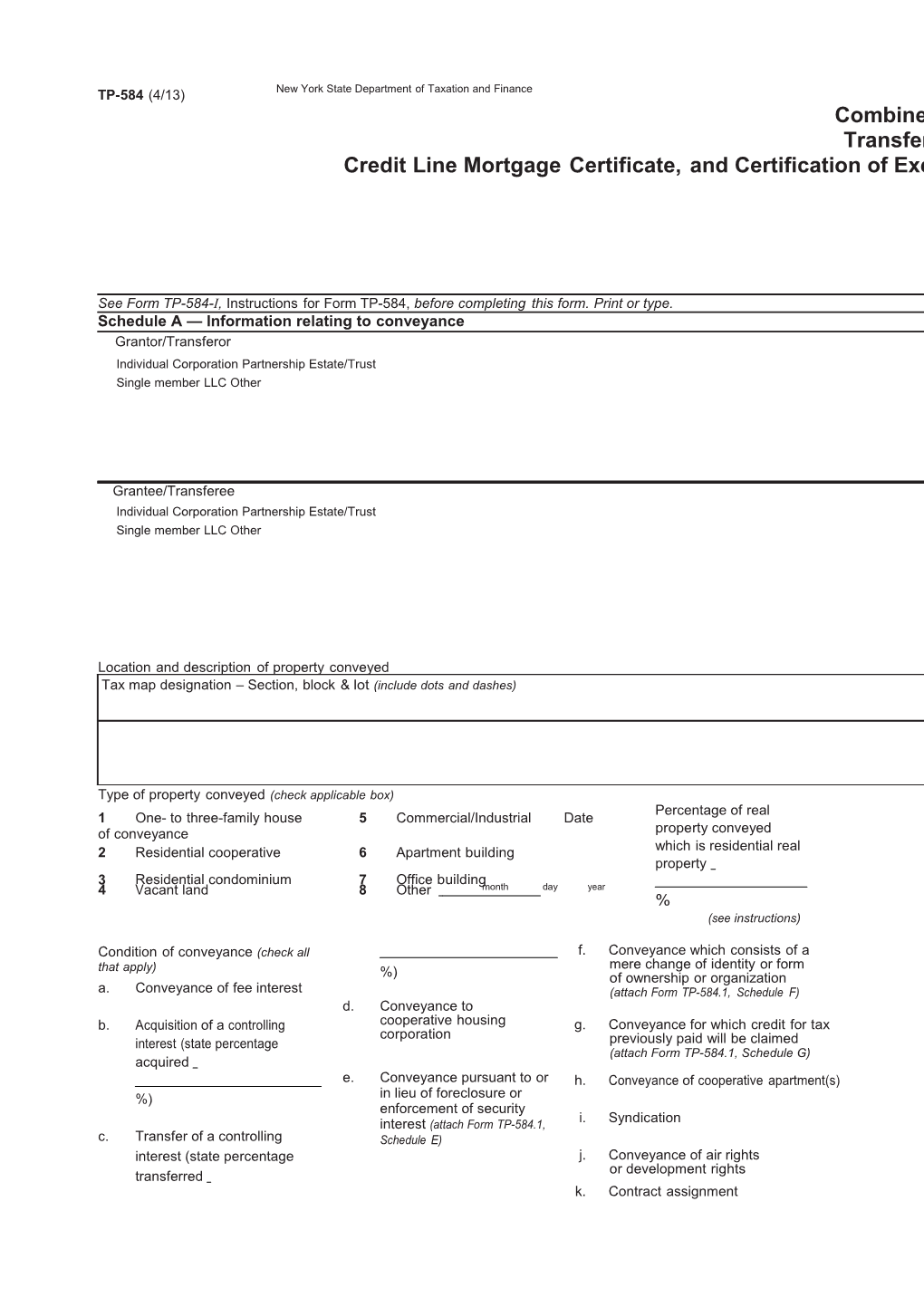 Form TP-584-I:4/13:Instructions for Form TP-584:Tp584i