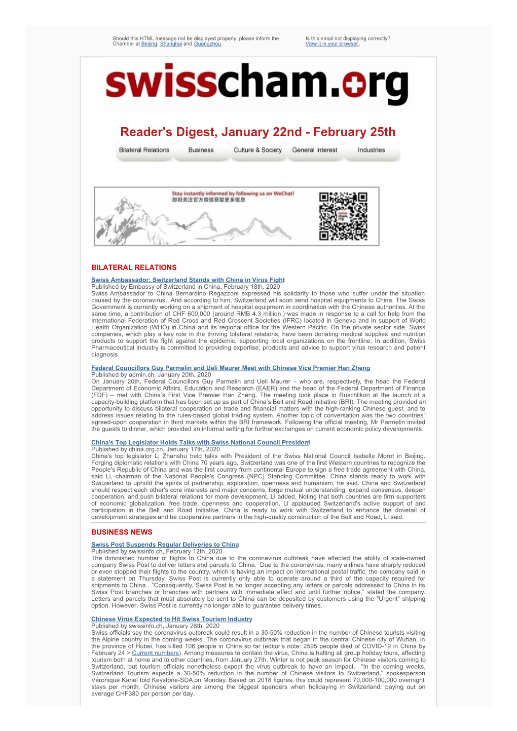 Reader's Digest, January 22Nd - February 25Th