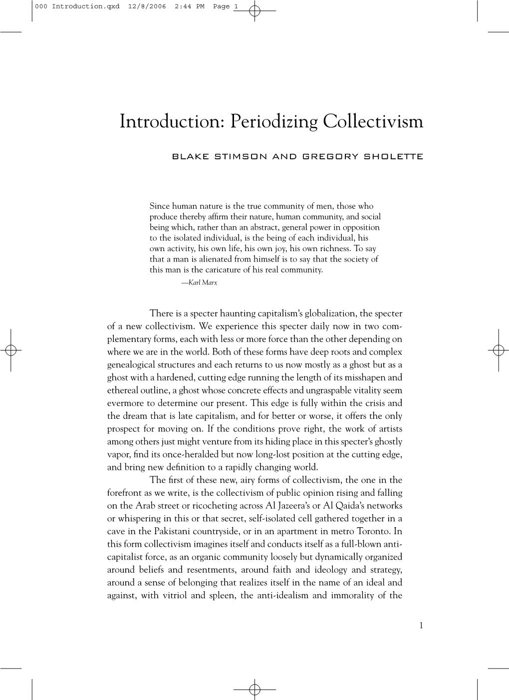 Periodizing Collectivism