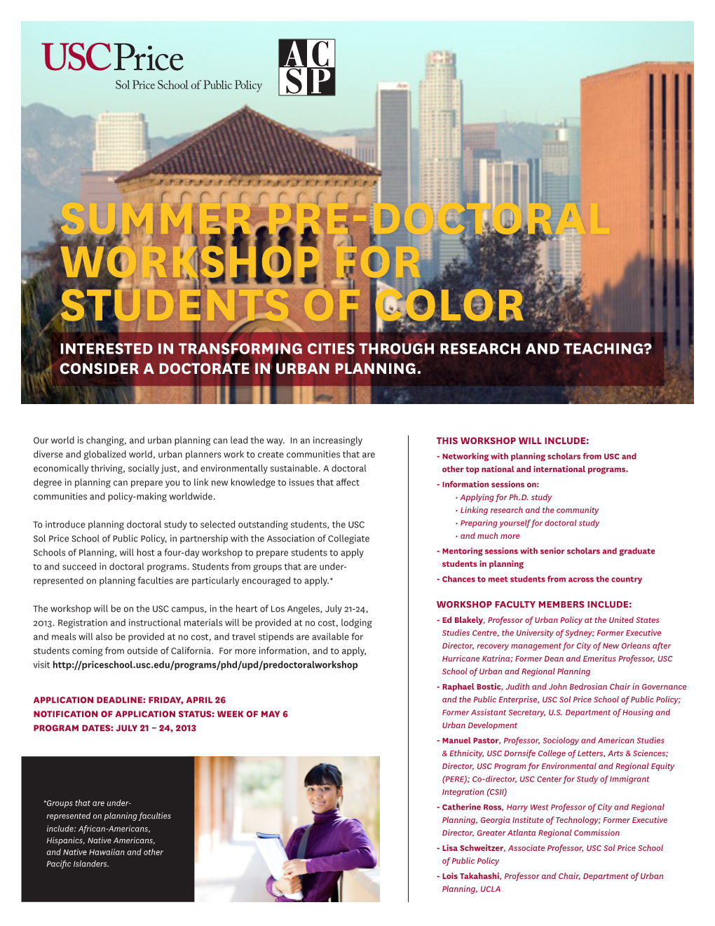 Summer Pre-Doctoral Workshop for Students of Color Interested in Transforming Cities Through Research and Teaching? Consider a Doctorate in Urban Planning