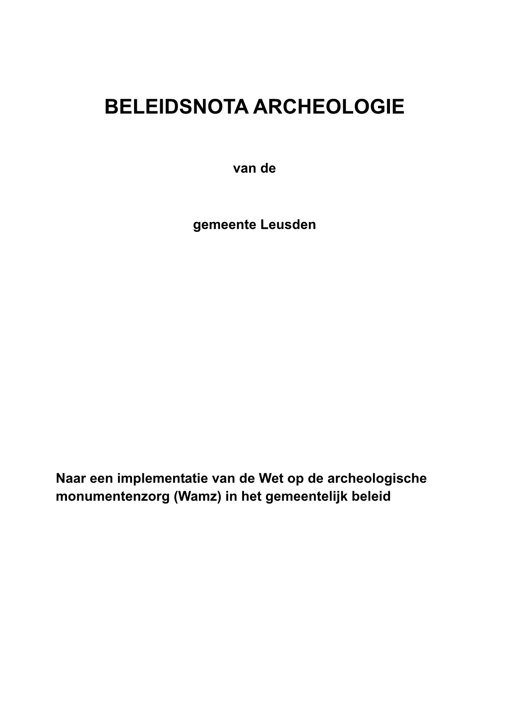 Beleidsnota Archeologie