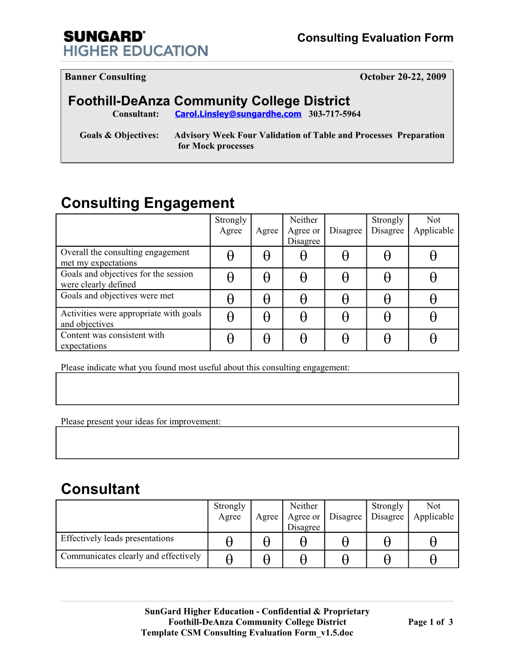 Consulting Evaluation Form