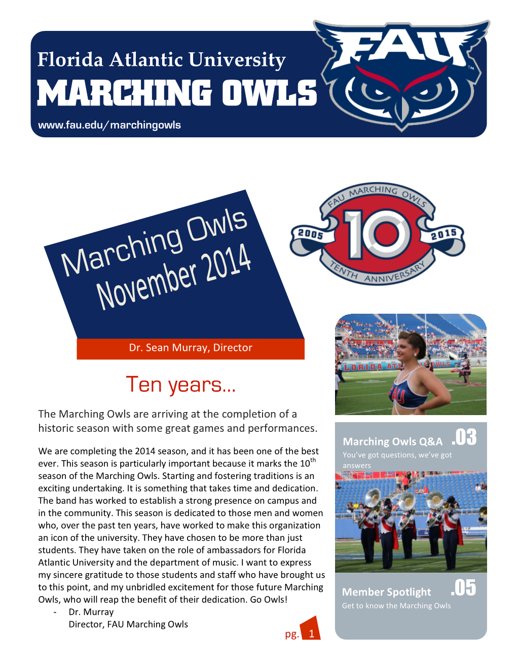 Marching Owls Monthly Newsletter- Nov2014