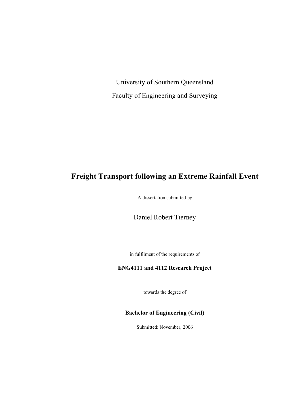 Freight Transport Following an Extreme Rainfall Event