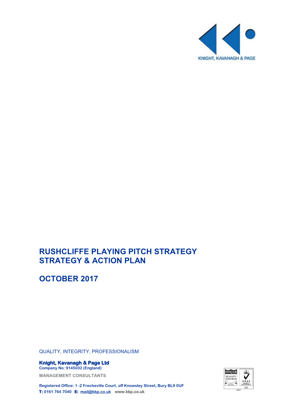 Rushcliffe Playing Pitch Strategy Strategy & Action Plan