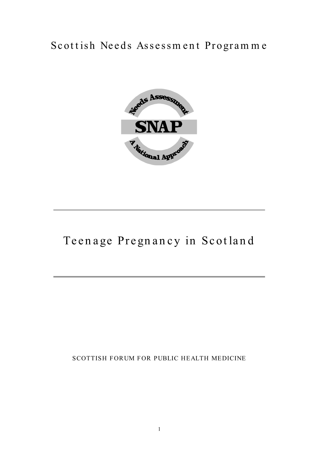 Teenage Pregnancy in Scotland
