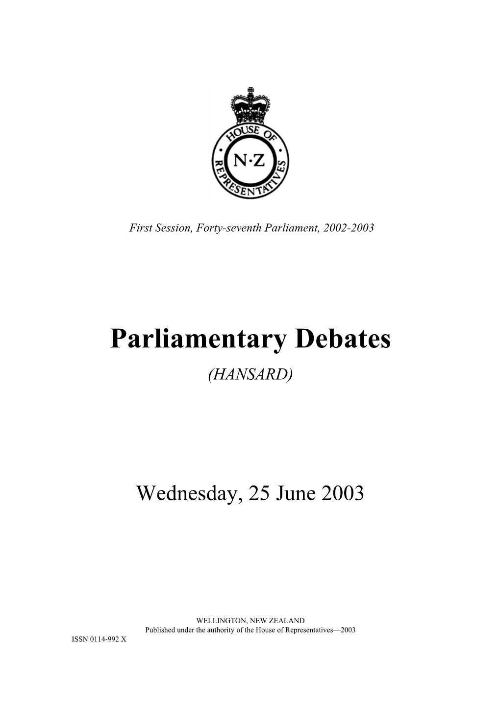 Parliamentary Debates (HANSARD)