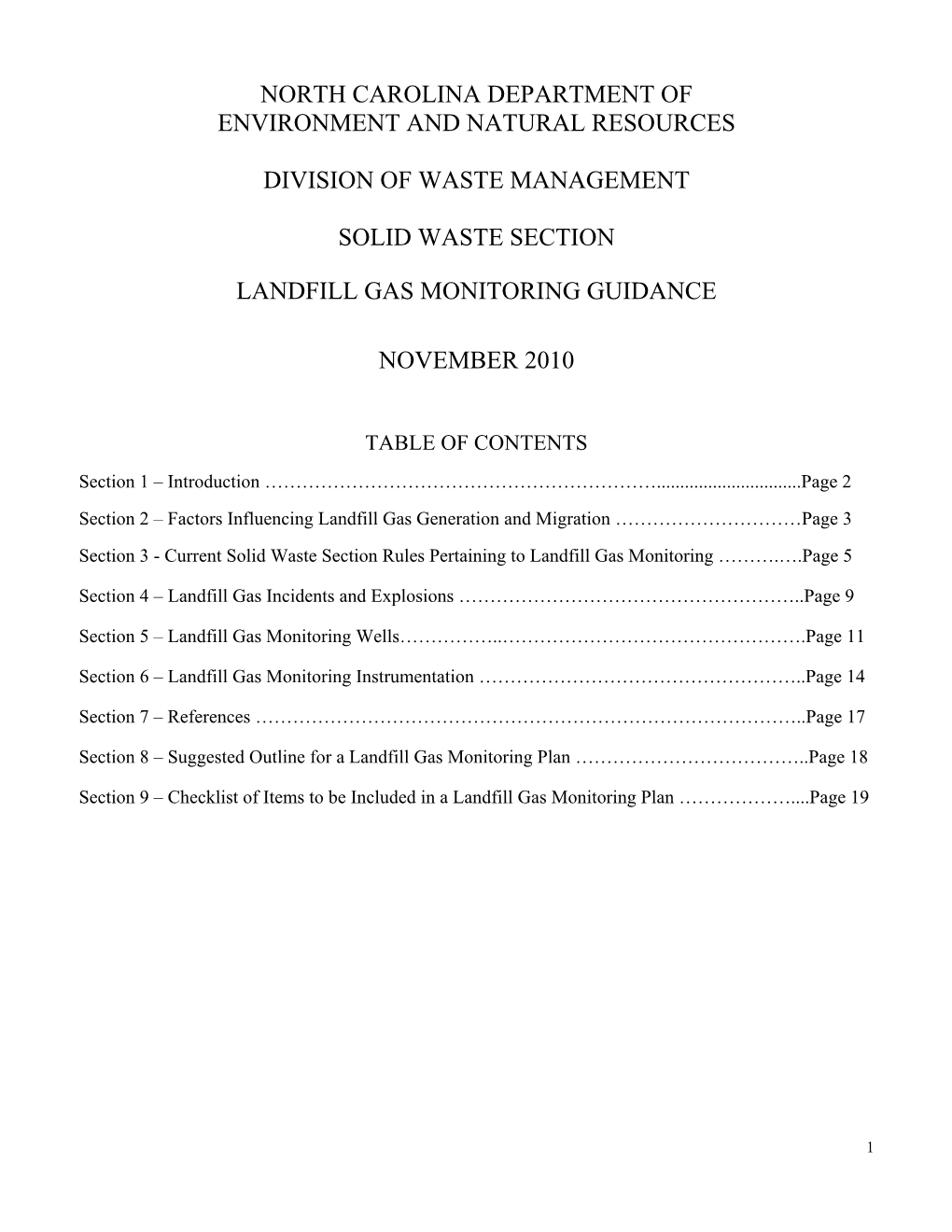 Landfill Gas Monitoring Guidance Document