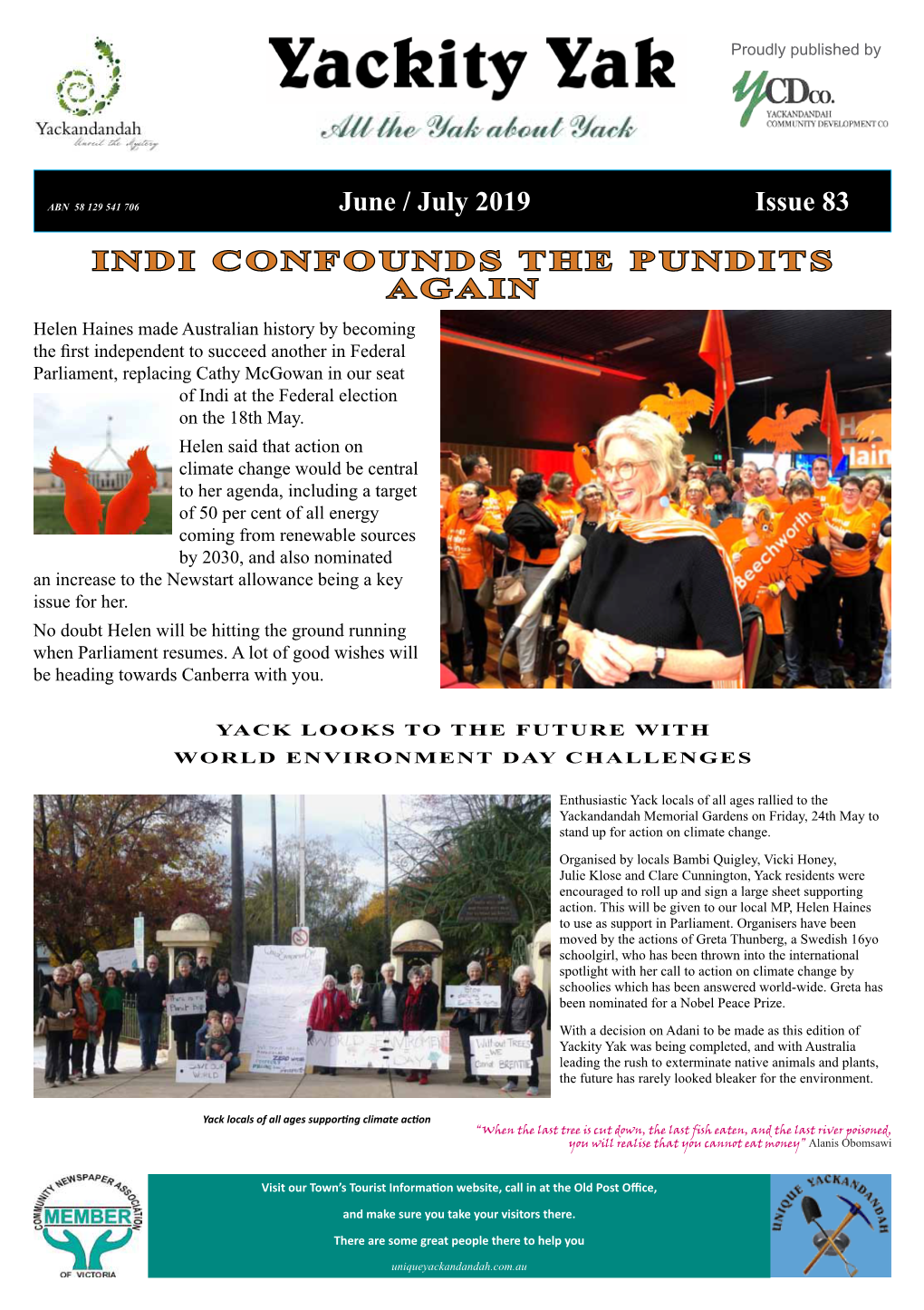 June / July 2019 Issue 83 INDI CONFOUNDS the PUNDITS AGAIN