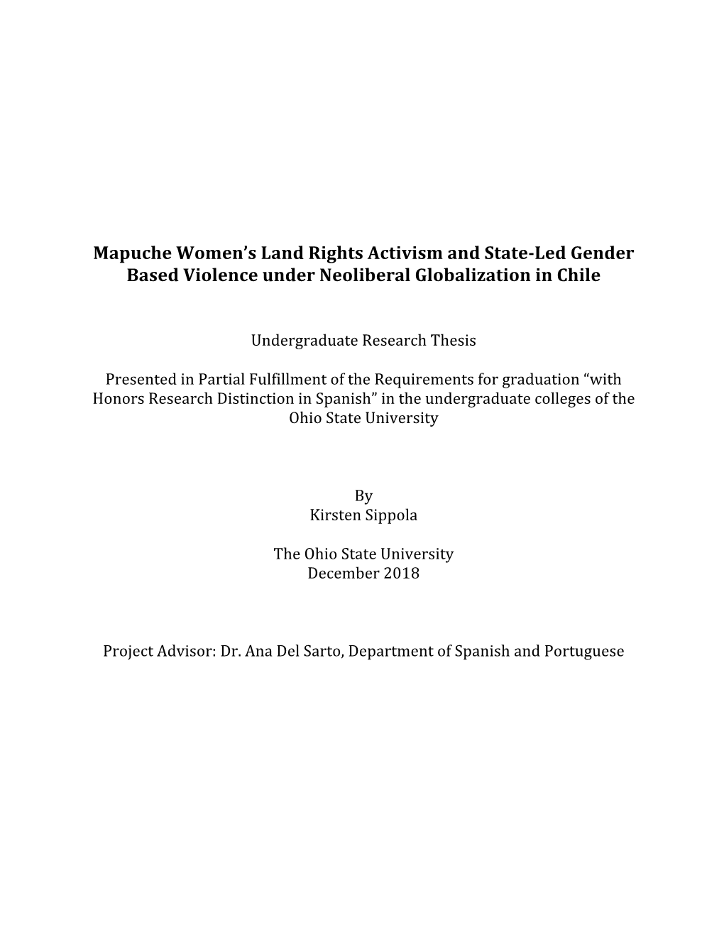 Mapuche Women's Land Rights Activism and State-Led Gender