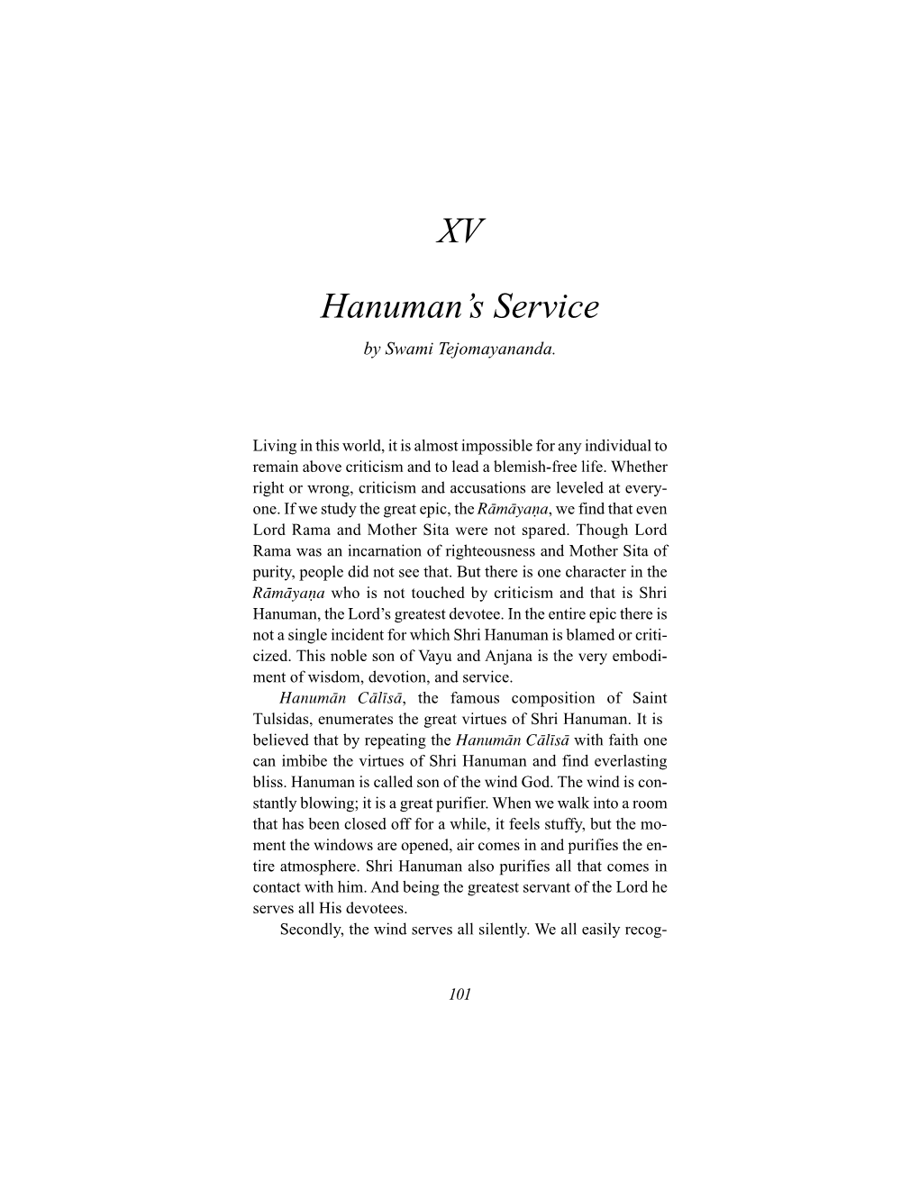 XV Hanuman's Service