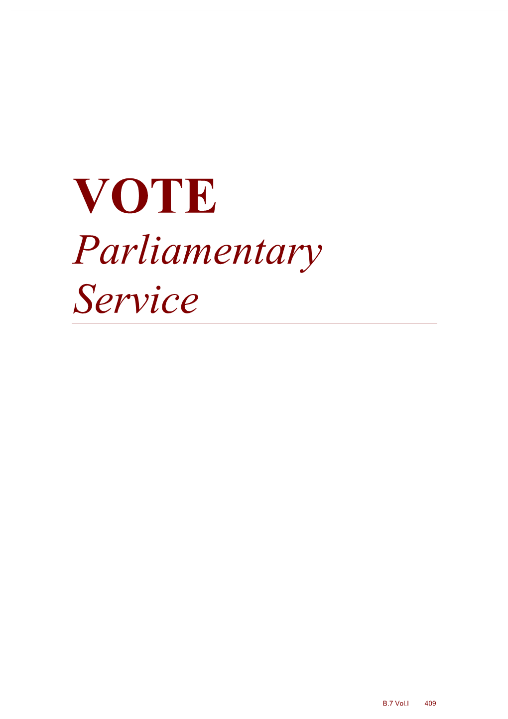 VOTE Parliamentary Service