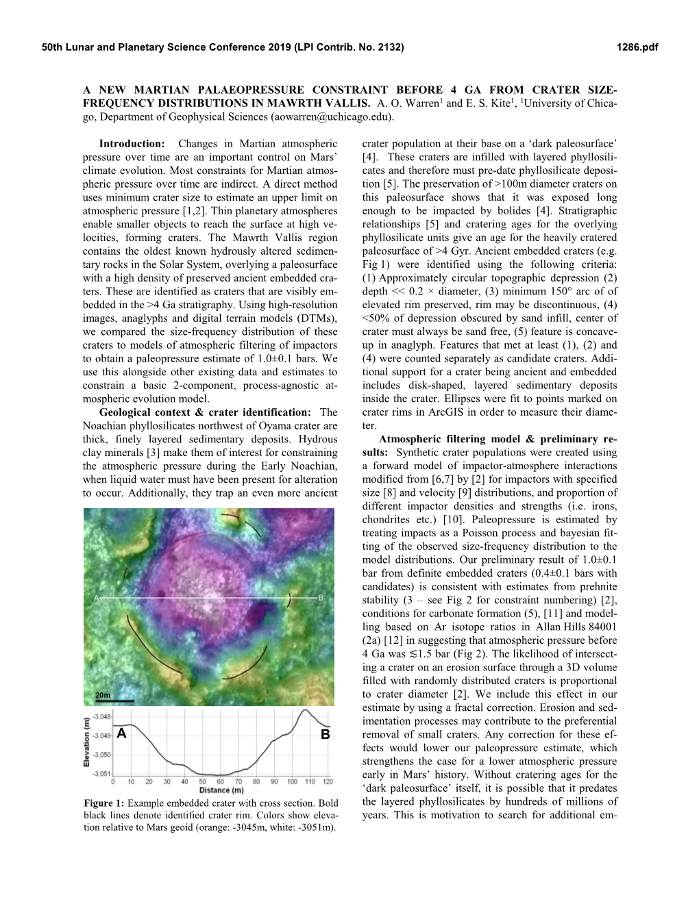 A New Martian Palaeopressure Constraint Before 4 Ga from Crater Size- Frequency Distributions in Mawrth Vallis