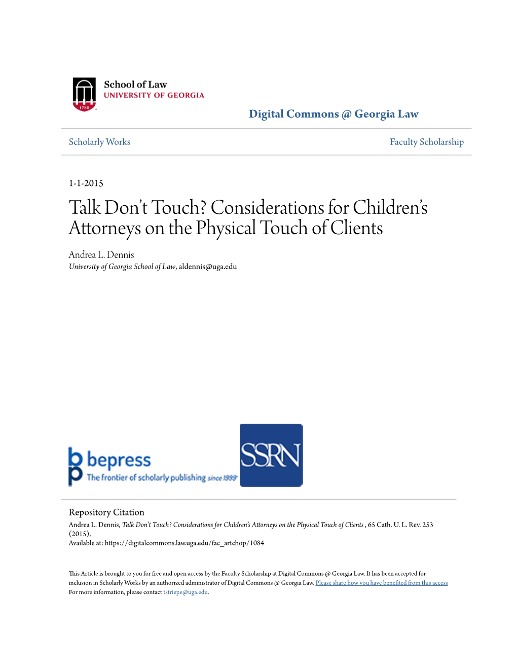 Considerations for Children's Attorneys on the Physical Touch of Clients