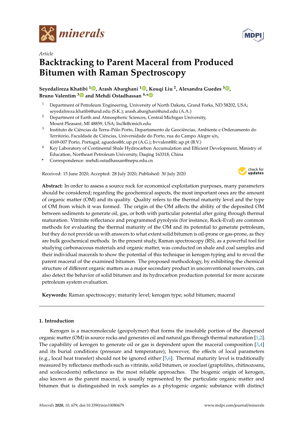 Backtracking to Parent Maceral from Produced Bitumen with Raman Spectroscopy