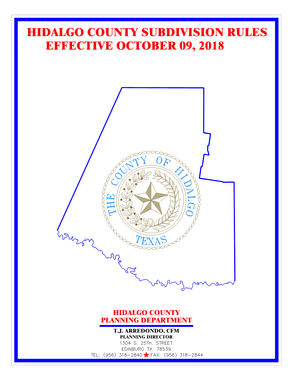 Hidalgo County Subdivision Rules Effective October 09, 2018
