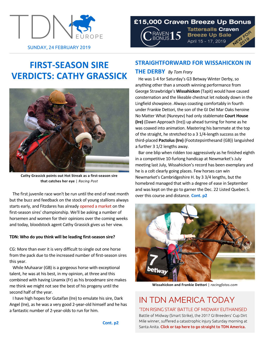 First-Season Sire Verdicts: Cathy Grassick Cont