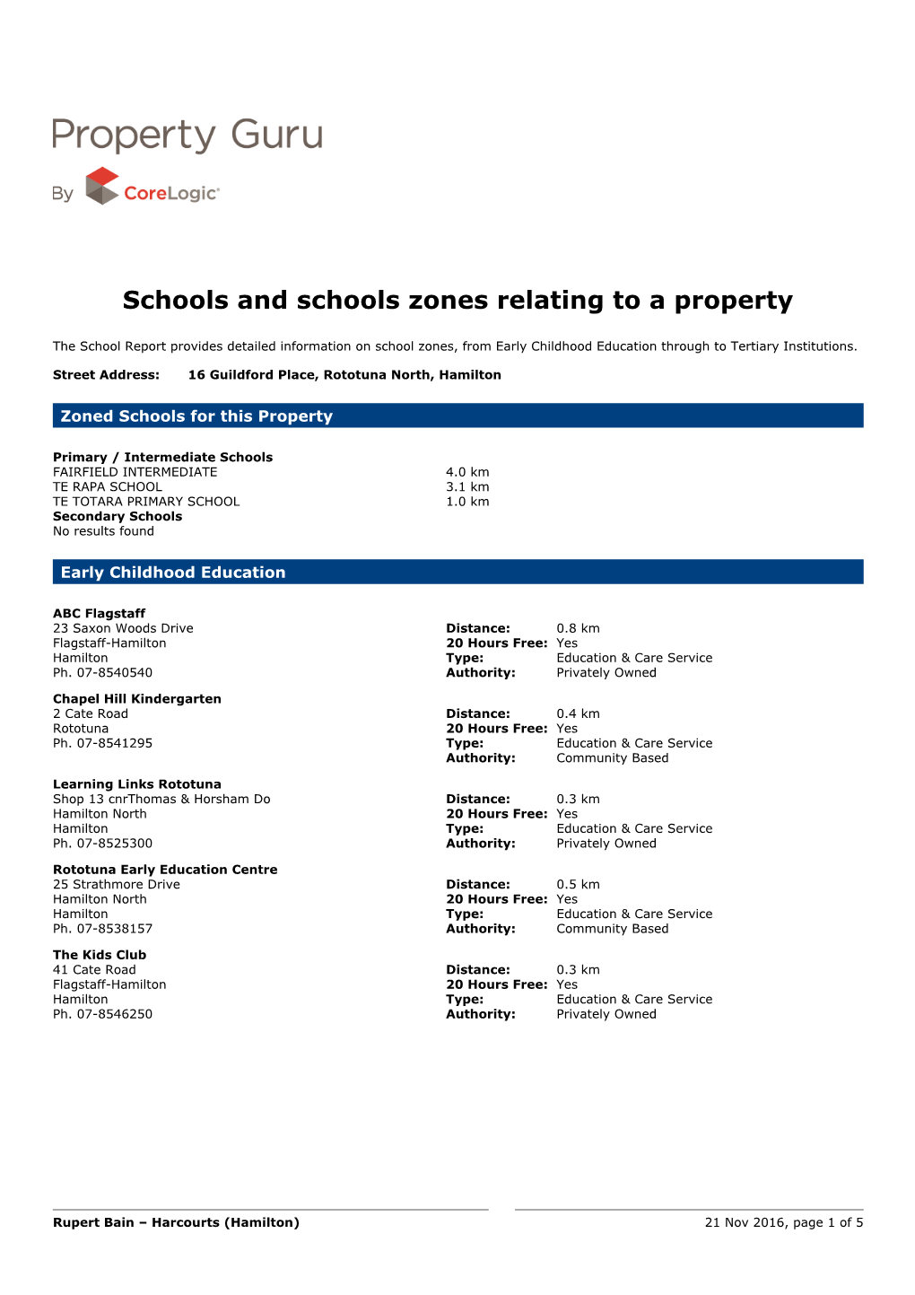 Schools and Schools Zones Relating to a Property