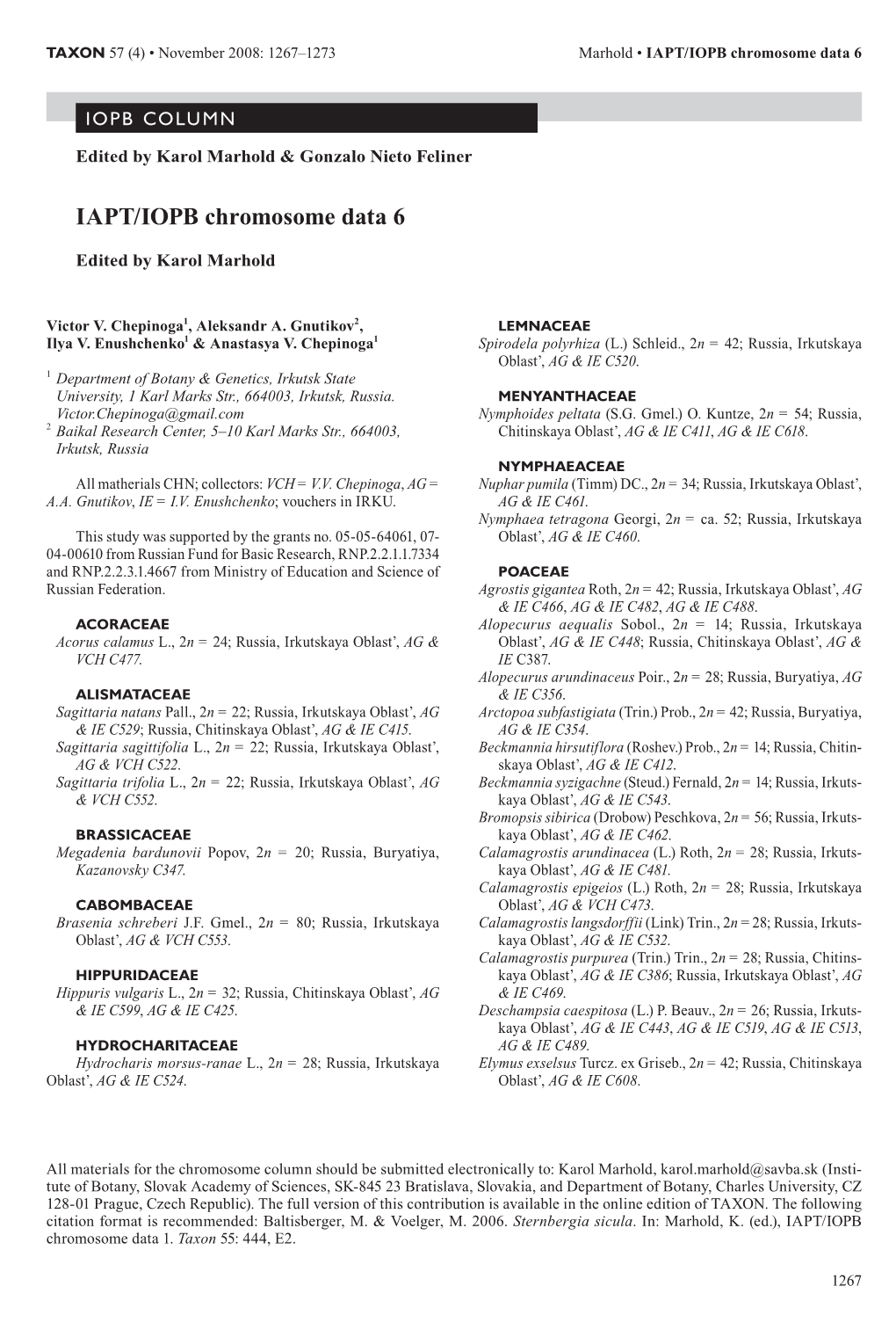 IAPT/IOPB Chromosome Data 6