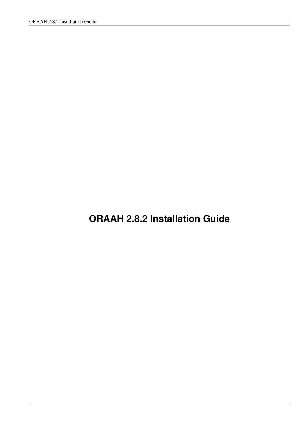 ORAAH 2.8.2 Installation Guide I