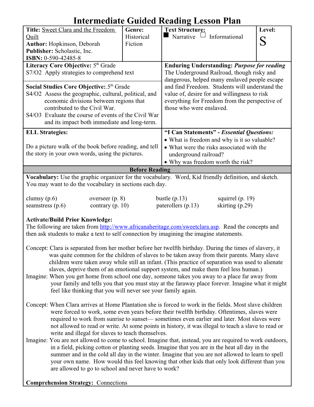 Primary Guided Reading Lesson Plan