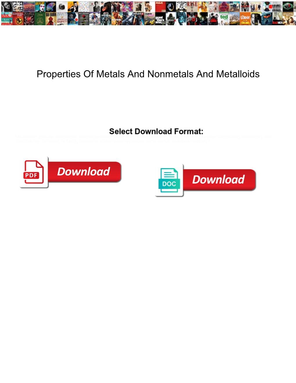 Properties of Metals and Nonmetals and Metalloids Nokw