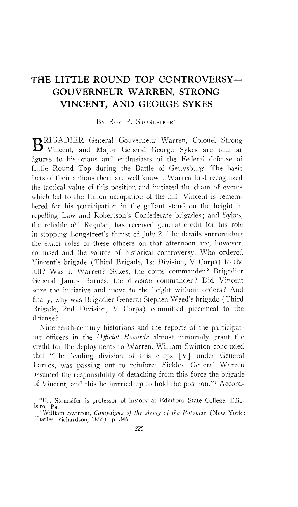 The Little Round Top Controversy- Gouverneur Warren, Strong Vincent, and George Sykes