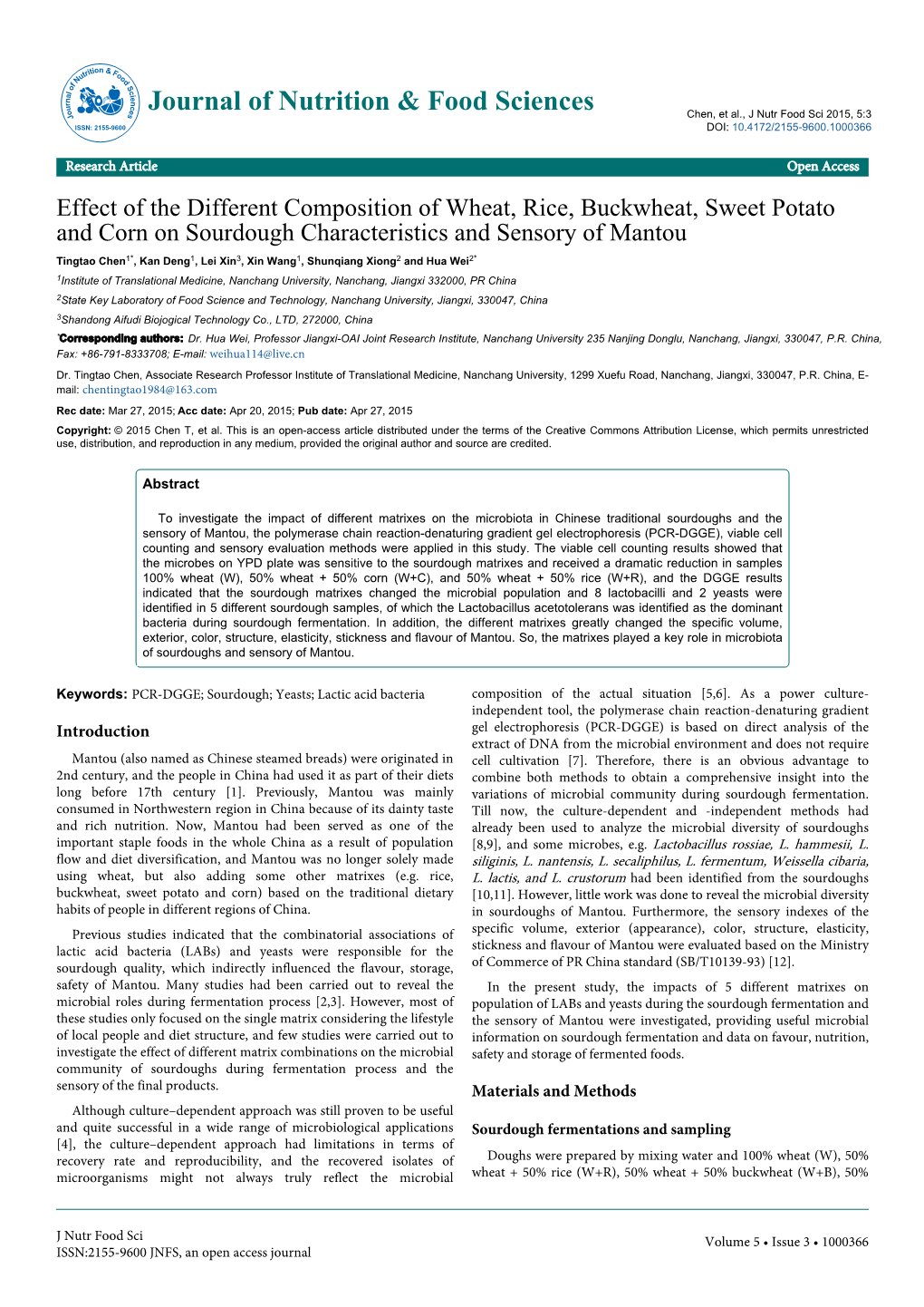 Effect of the Different Composition of Wheat, Rice, Buckwheat, Sweet