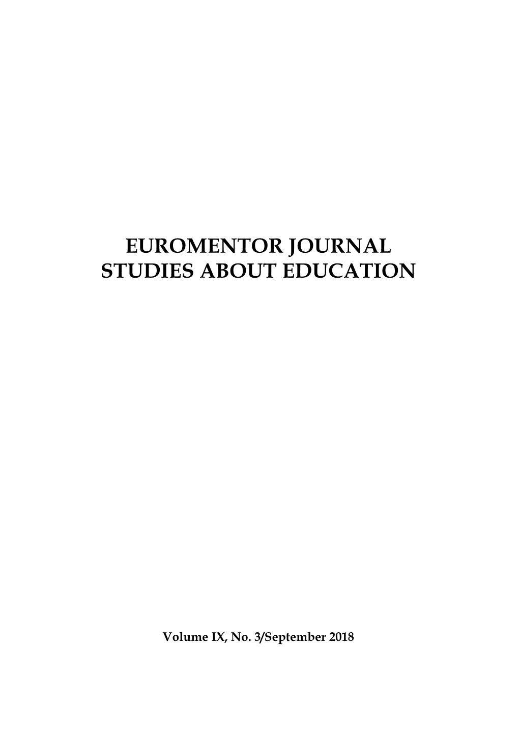 Euromentor Journal Studies About Education