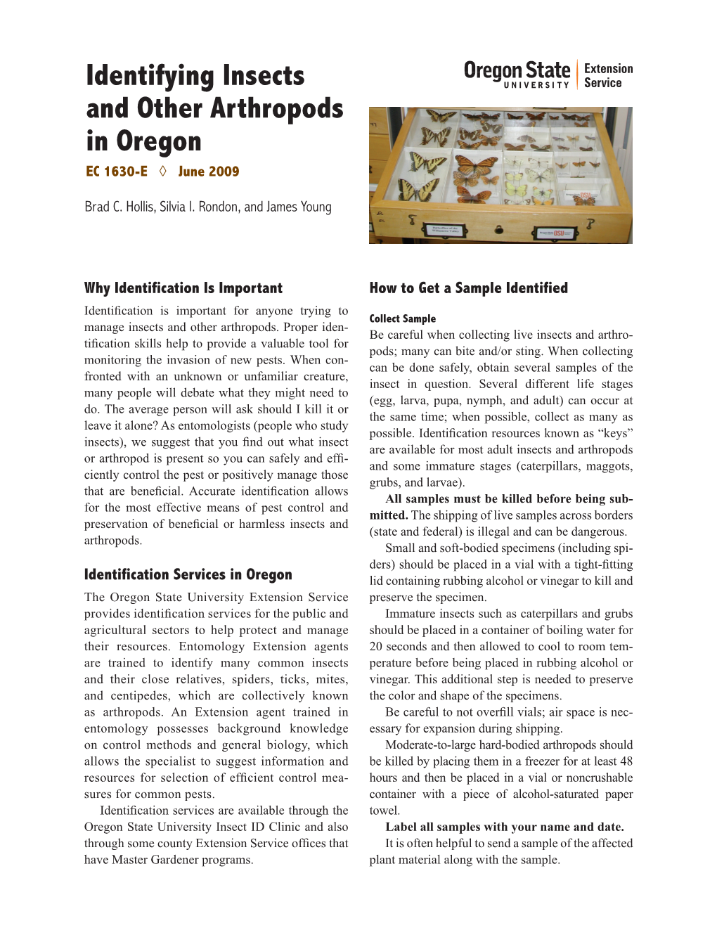 Identifying Insects and Other Arthropods in Oregon EC 1630-E ◊ June 2009