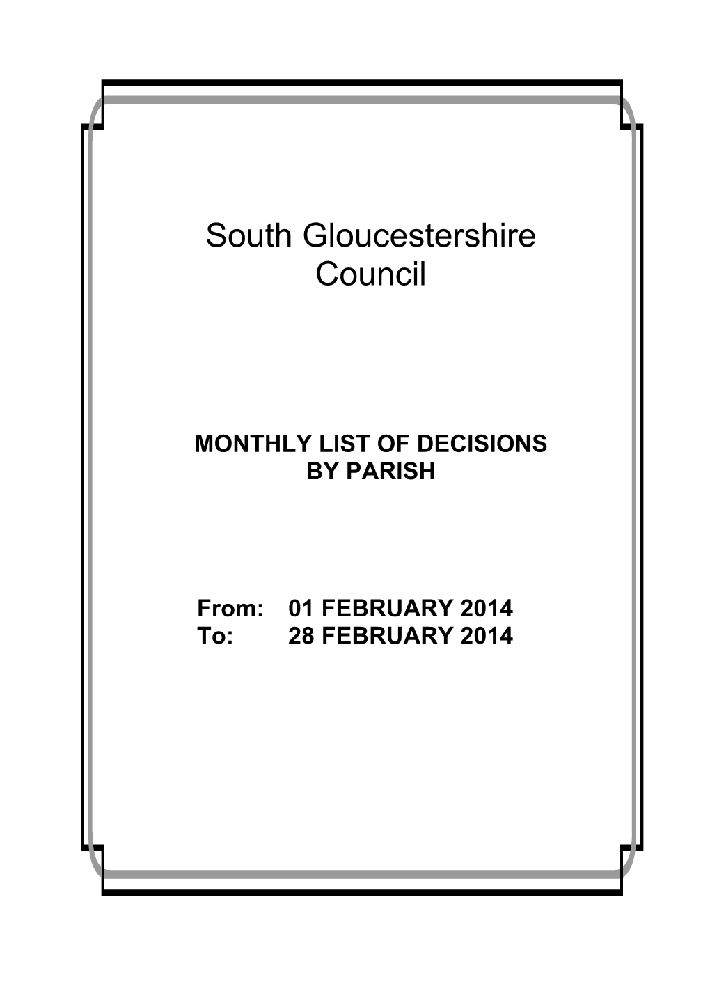 Monthly List of Decisions by Parish