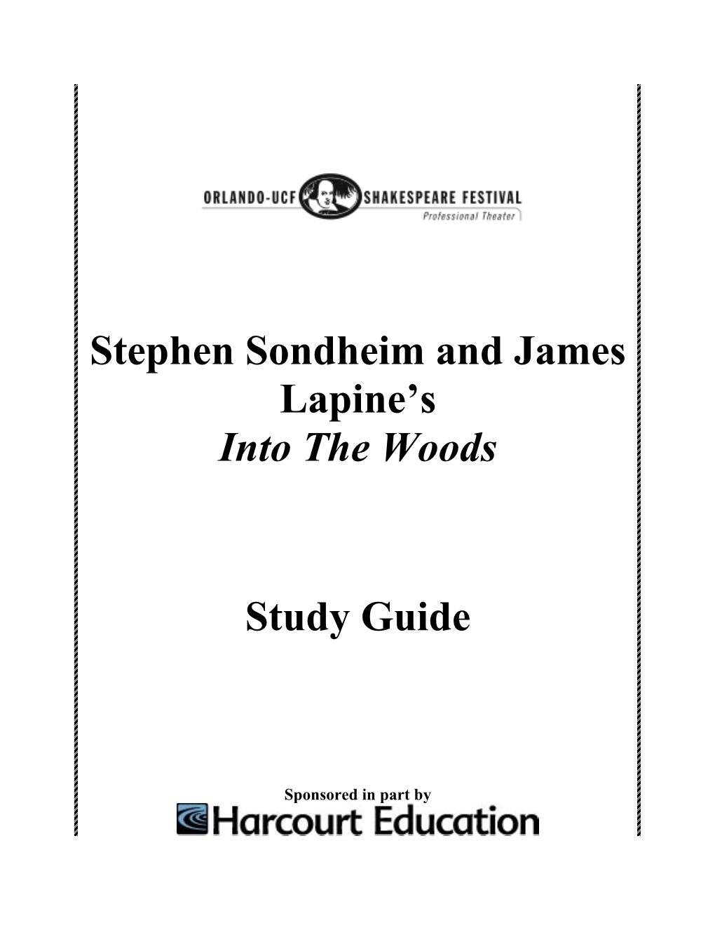 Stephen Sondheim and James Lapine's Into the Woods Study Guide