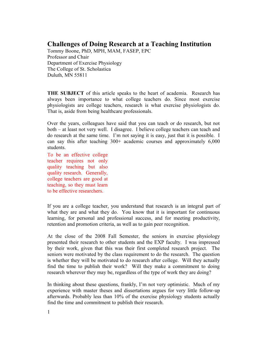 Challenges of Doing Research at a Teaching Institution