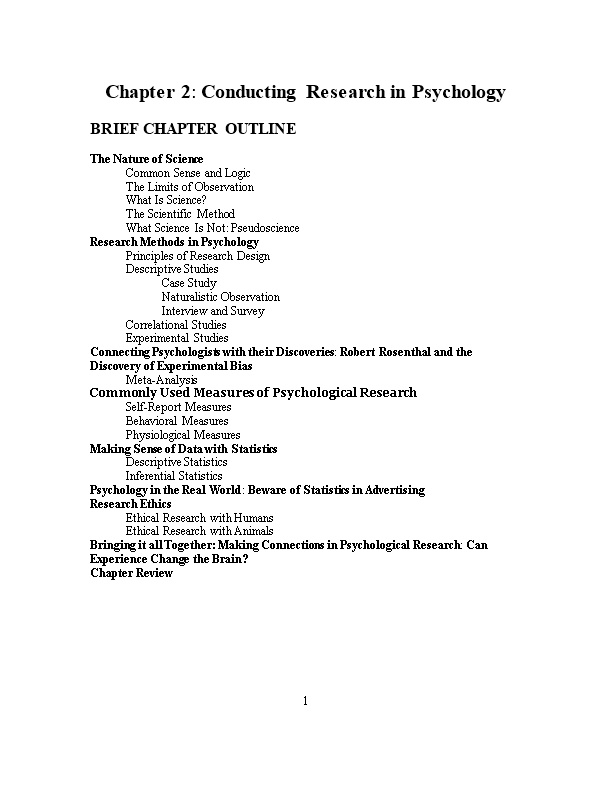 Chapter 2: Conducting Research in Psychology