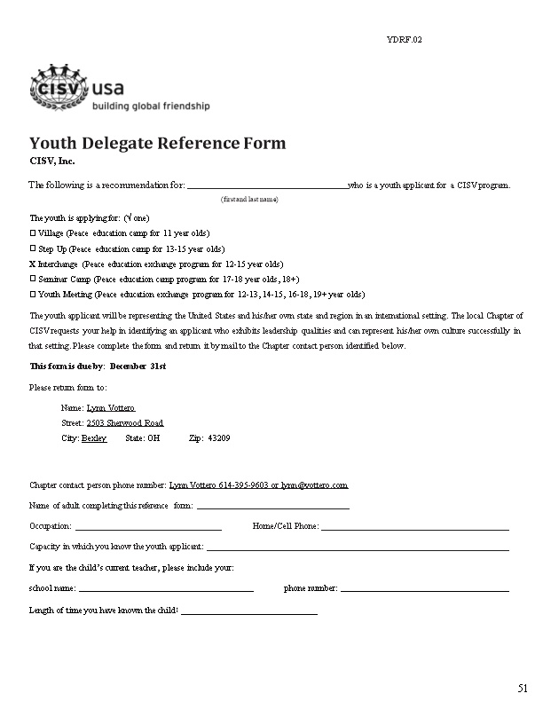 Child Delegate Form