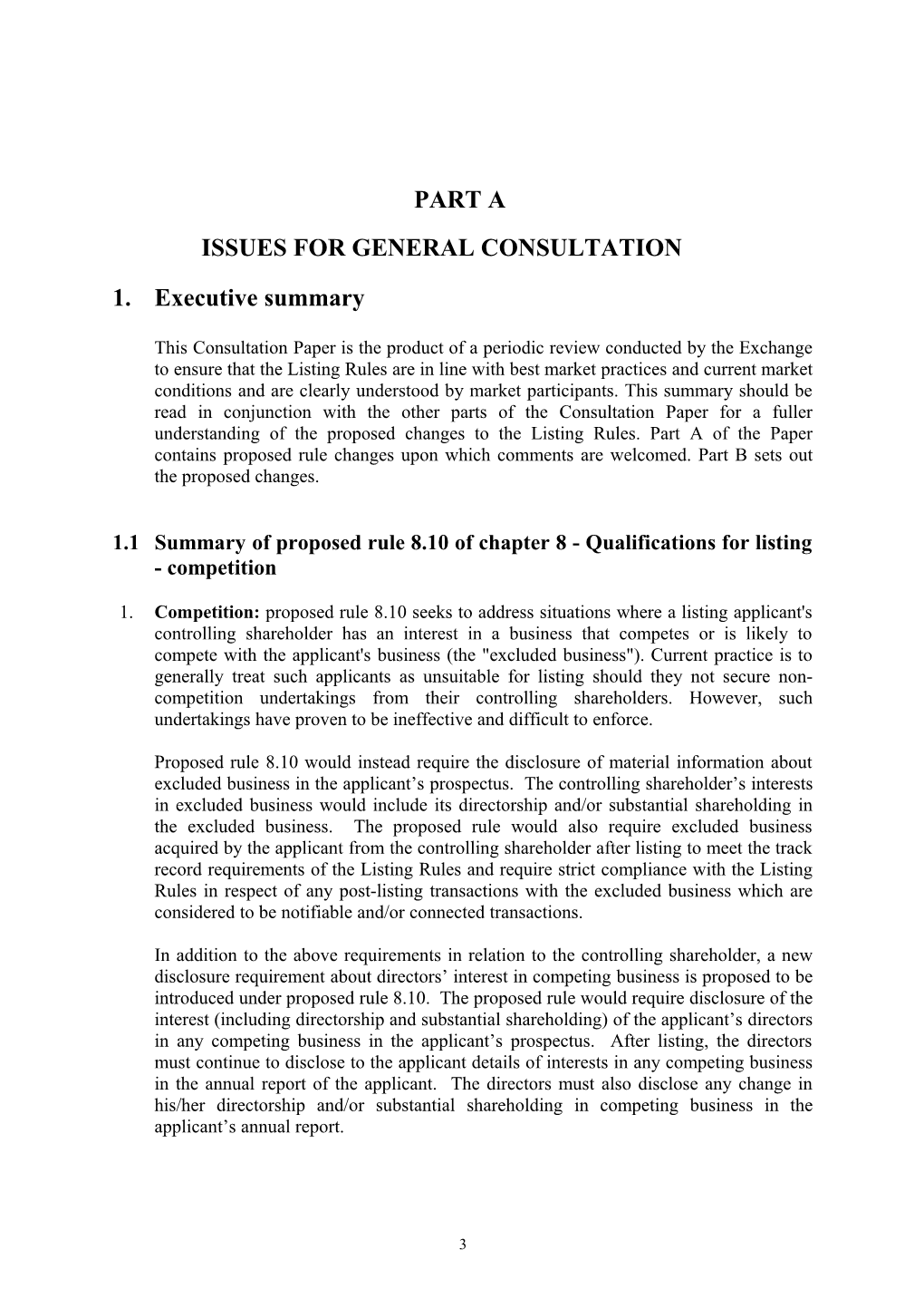 Consultation Paper - 1998 Review of Listing Rules