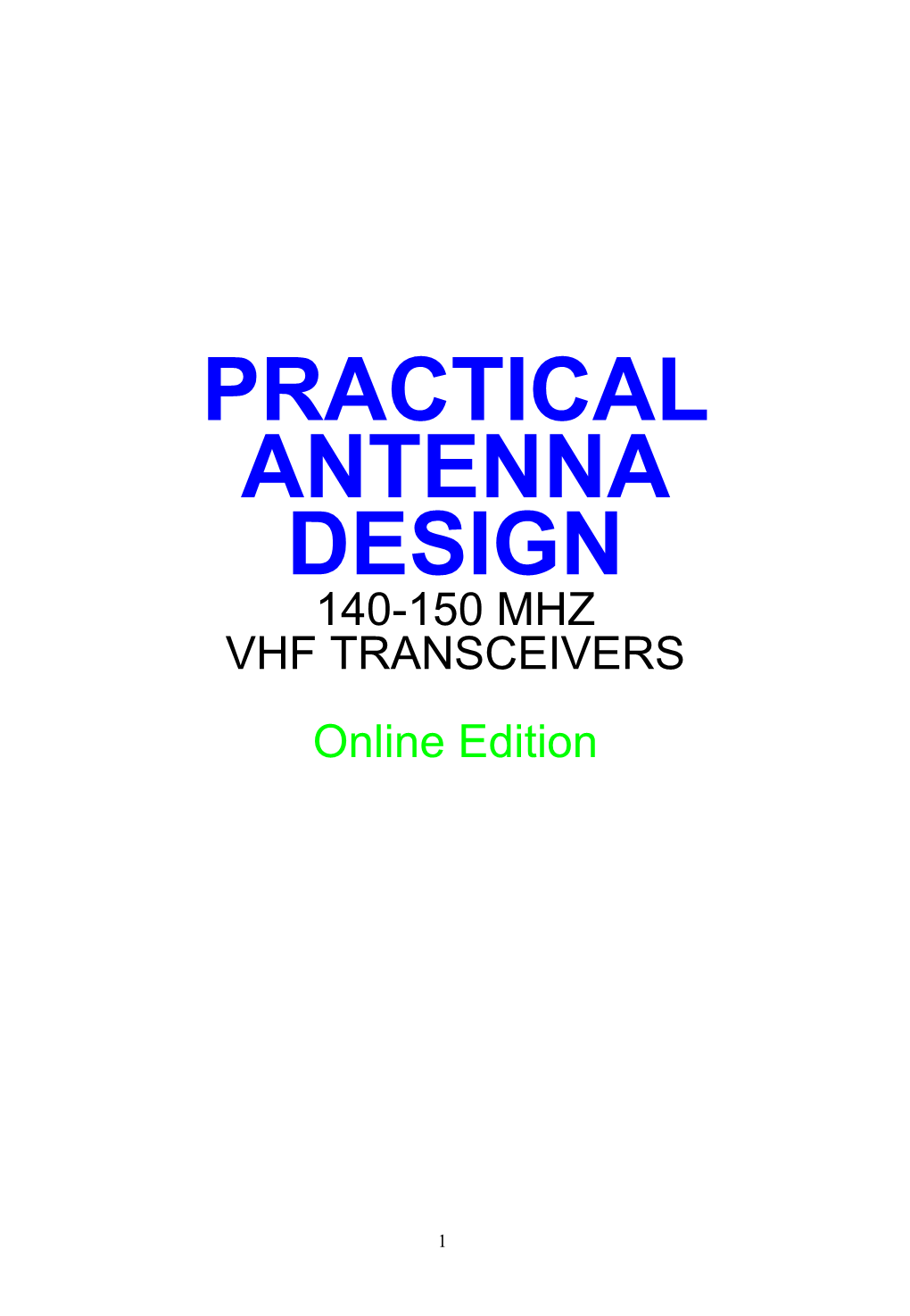 Practical Antenna Design 140-150 Mhz Vhf Transceivers