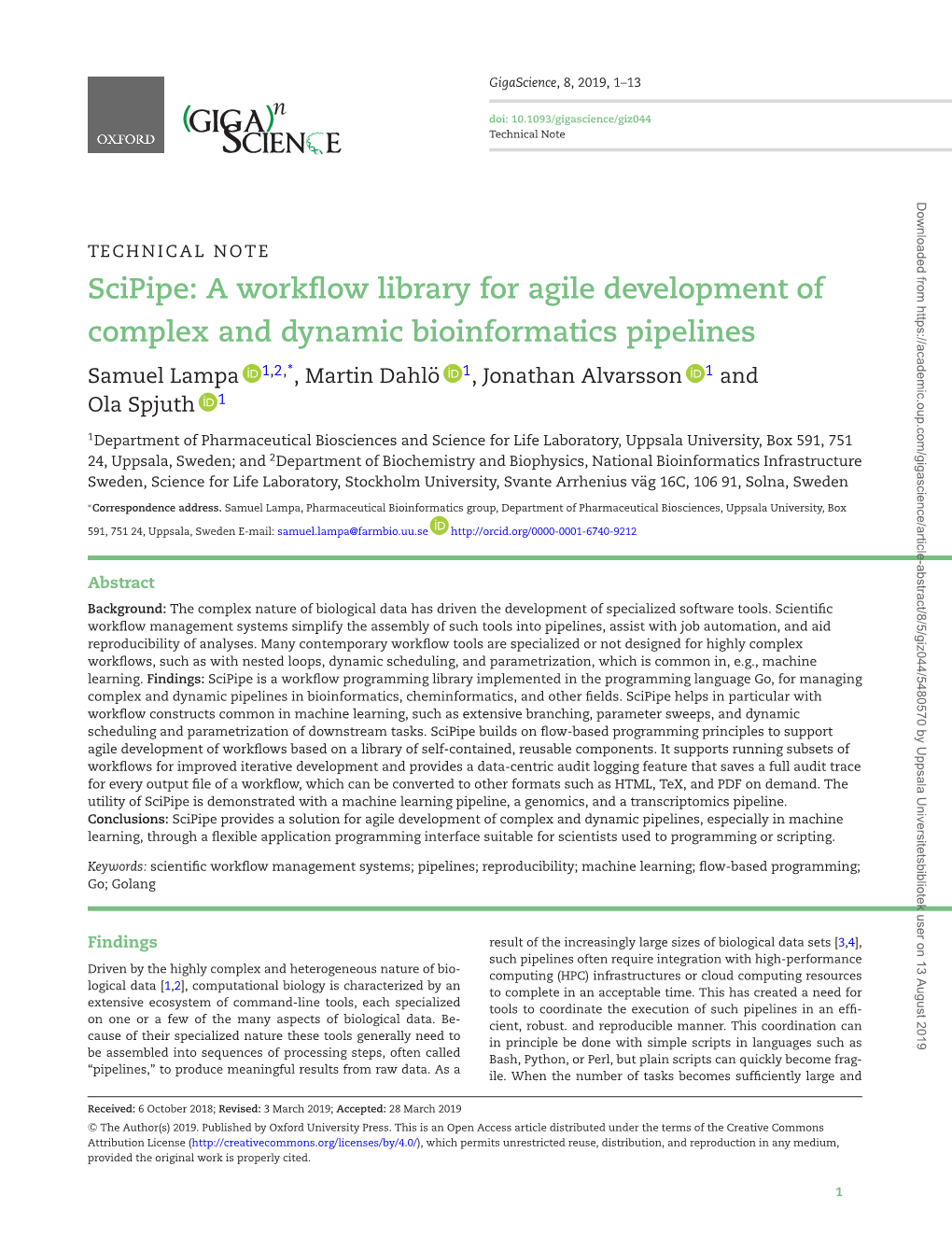 Scipipe: a Workflow Library for Agile Development of Complex And