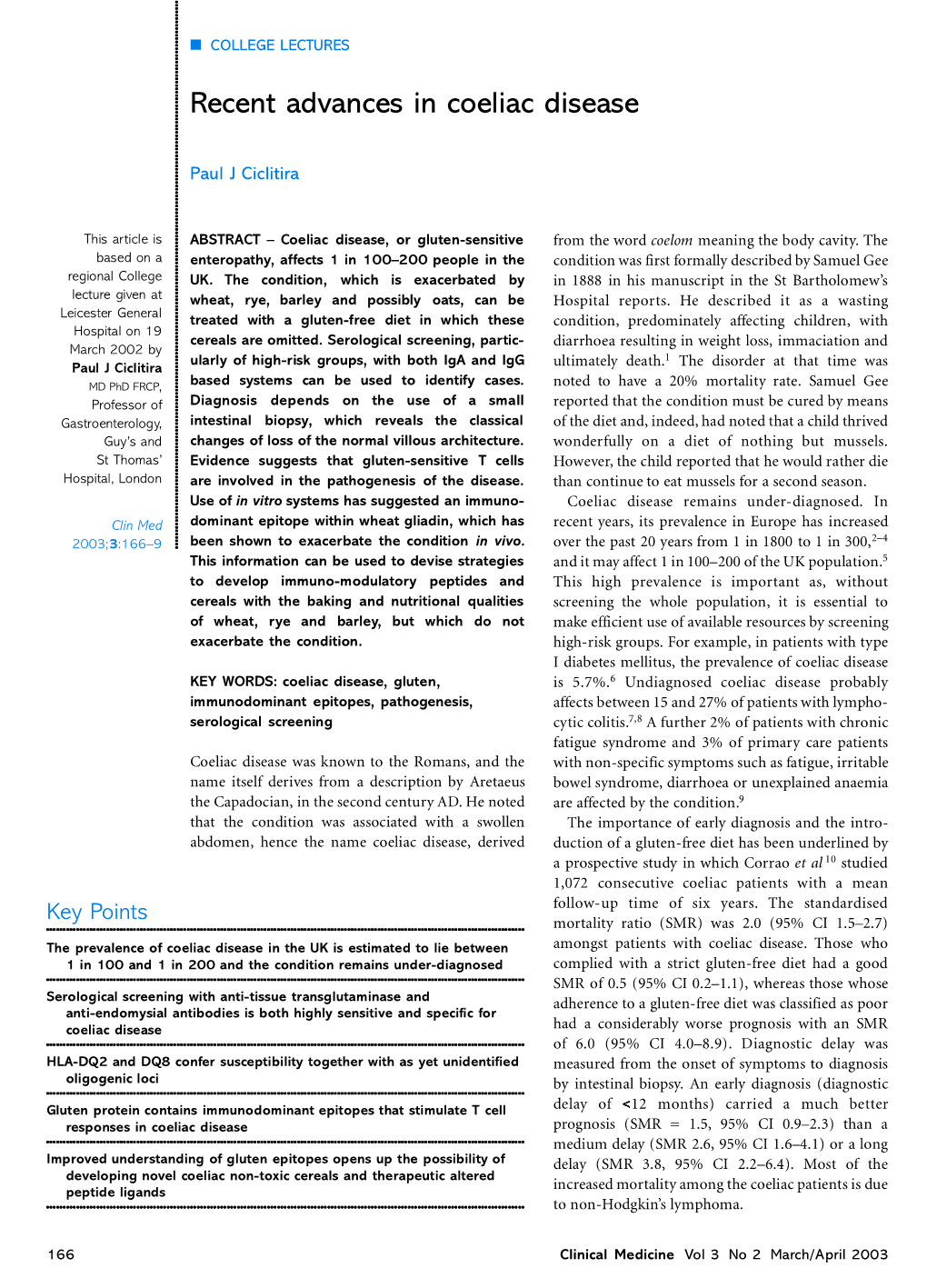 Recent Advances in Coeliac Disease