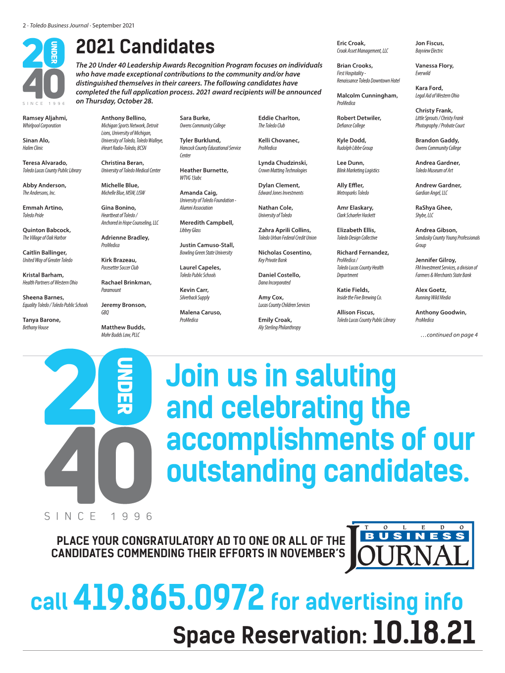 Join Us in Saluting and Celebrating the Accomplishments of Our Outstanding Candidates