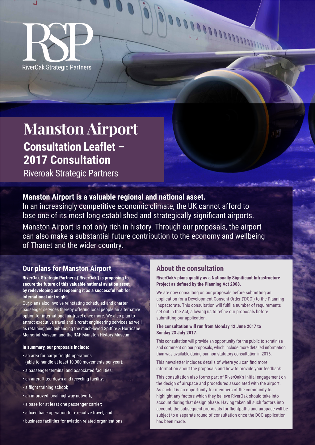 Manston Airport Consultation Leaflet – 2017 Consultation Riveroak Strategic Partners