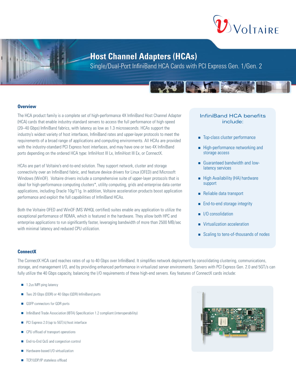 Host Channel Adapters (Hcas) Single/Dual-Port Infiniband HCA Cards with PCI Express Gen