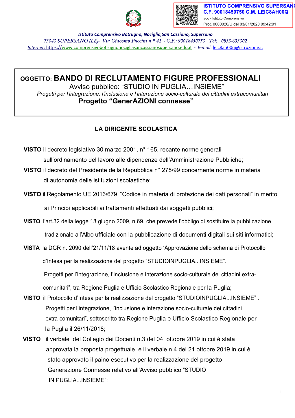 Bando Di Reclutamento Figure Professionali