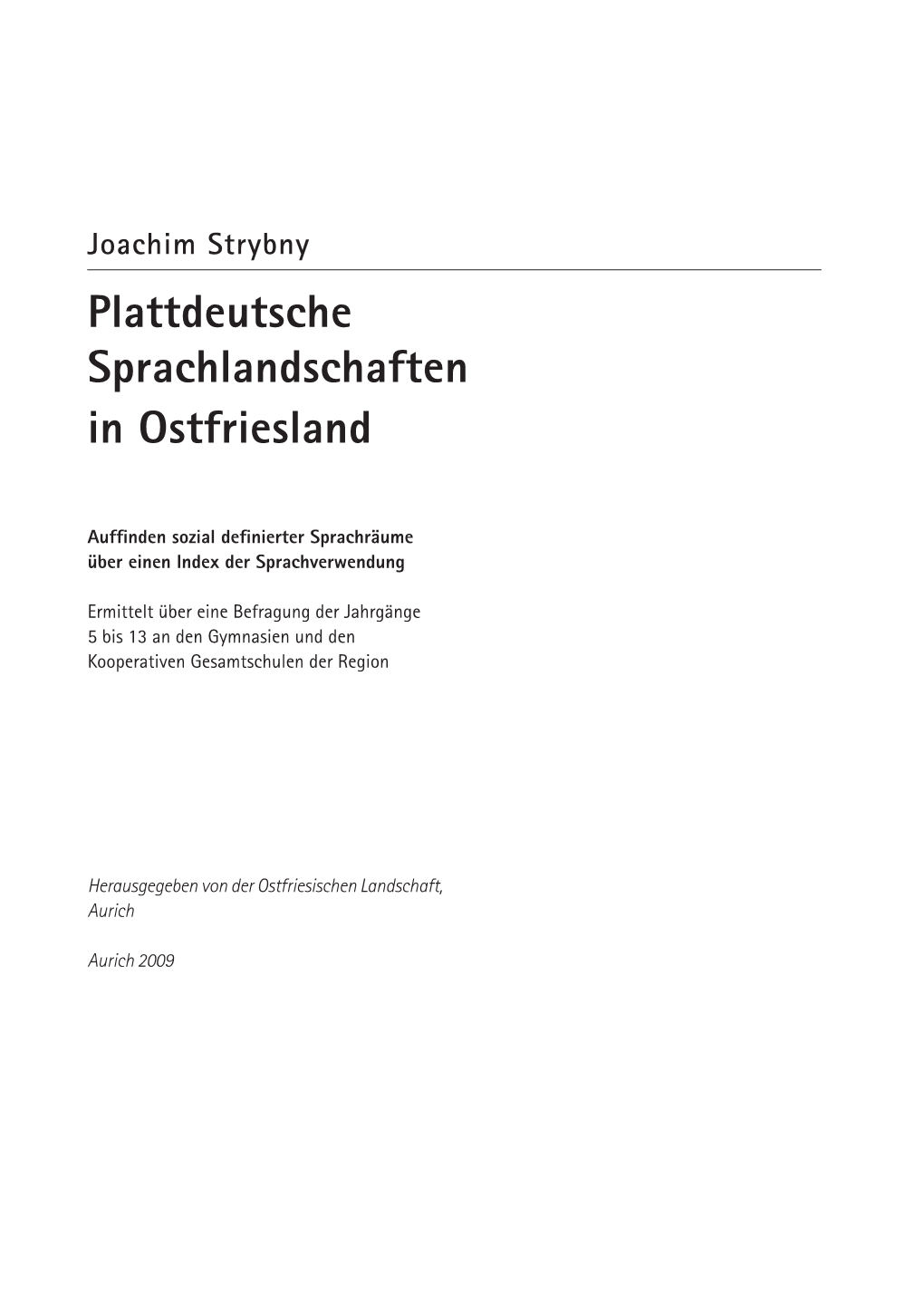 Plattdeutsche Sprachlandschaften in Ostfriesland
