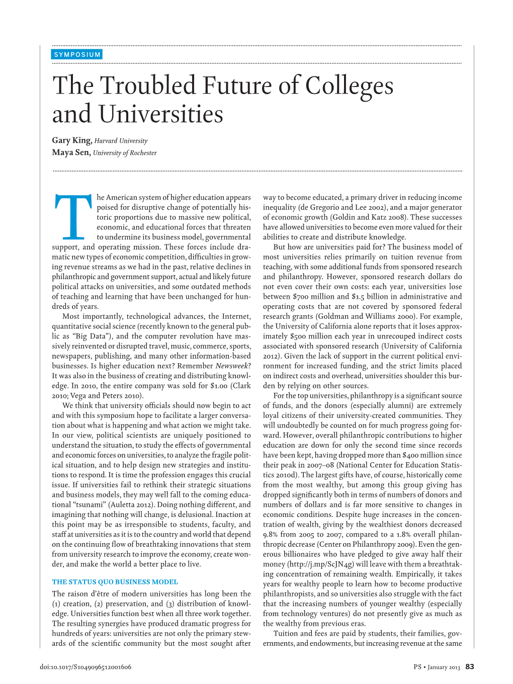 The Troubled Future of Colleges and Universities