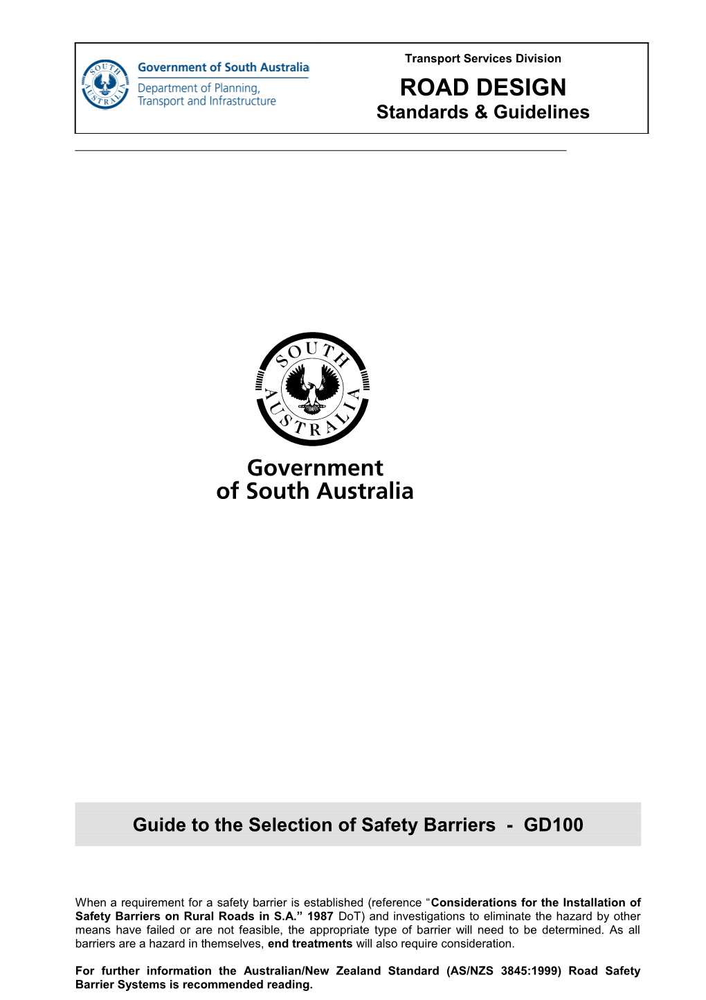 Guide to the Selection of Safety Barriers - GD100