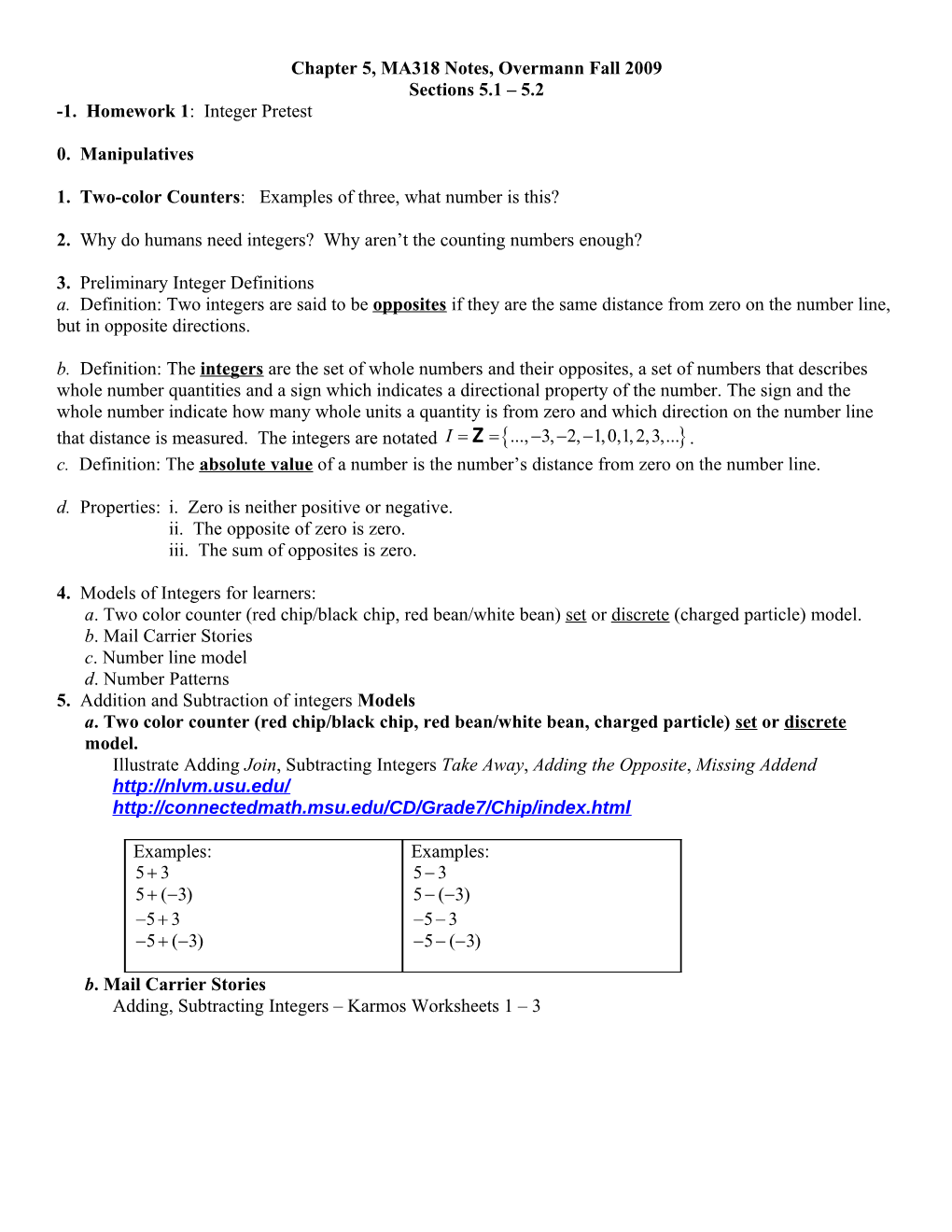 Addition and Subtraction of Integers (8